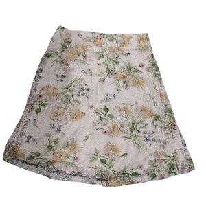 Cato Creme Floral Print Women's Lace Skirt L